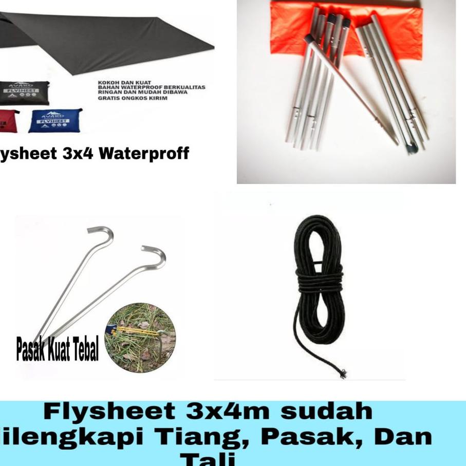 ۞ [] FLYSHEET 3X4 3X3 2X3M SUDAH DILENGKAPI TIANG FLYSHEET-PASAK-TALI ❀