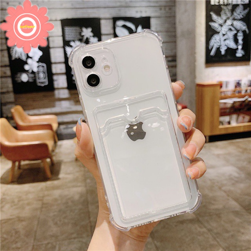 Soft Case TPU Transparan Shockproof Holder Kartu Cover Oppo A96 A16 A15 A15s A76 A36 A35 A3s A12E A7 A5s A12 A54 A74 A11K Reno 7 5G