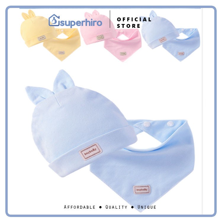 Topi+ Celemek Bayi New Born 2 IN 1 0-3 Months Cotton Newborn