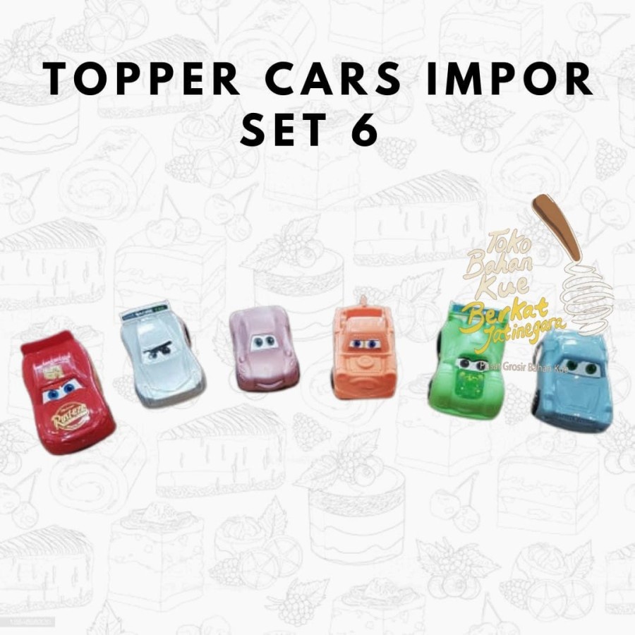 CAKE TOPPER FIGURE CARS SET 6 IMPOR / TOPPER KUE CARS/ HIASAN KUE