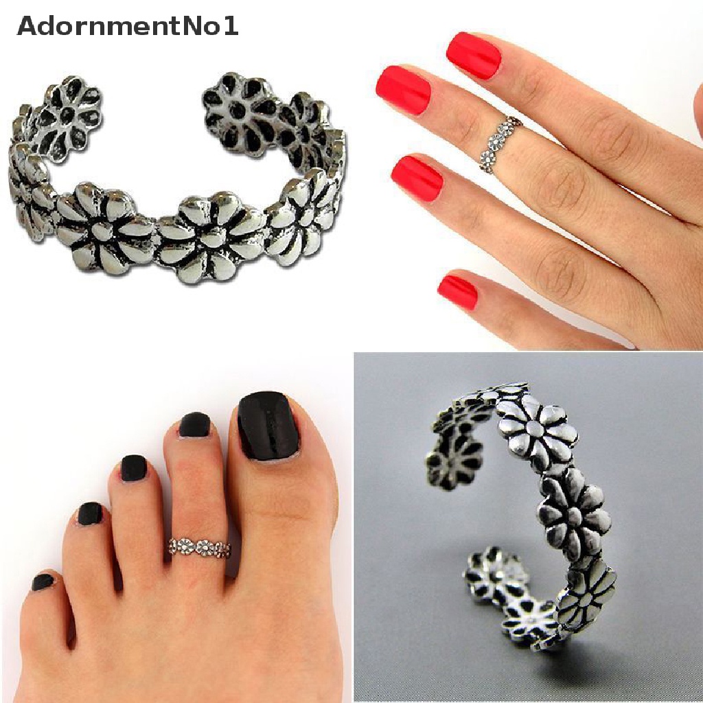 (AdornmentNo1) Cincin Jari Kaki Lapis Silver 925 Adjustable Untuk Perhiasan Wanita / Pantai