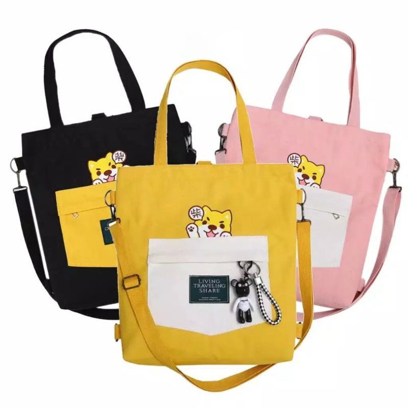 TASMURAH30_Tas Tote KUCING Fashion Bahan Kanvas Ala Korea