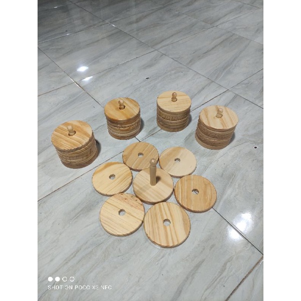 Tatakan Gelas Kayu Set isi 6 / Alas Gelas MODEL DONAT / Coaster Set