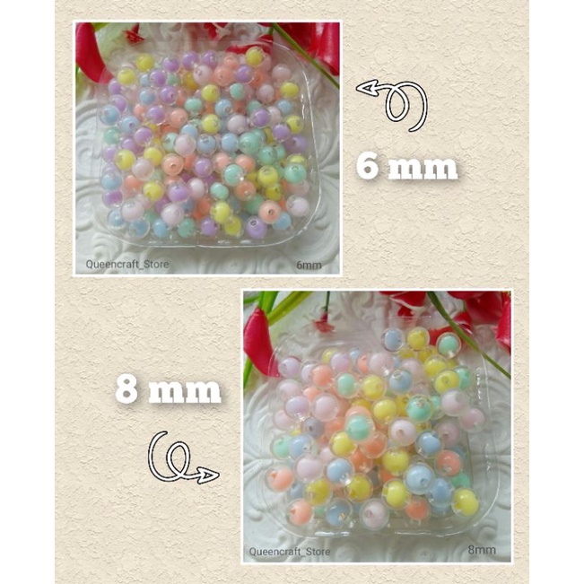 MOTE BULAT ISI BENING [6MM-8MM] MIX WARNA STRAP KONEKTOR MASKER ANAK