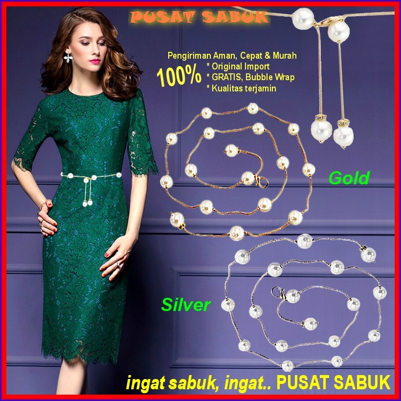 Sabuk Gesper Ikat Pinggang Rantai Wanita Fashion Korea Cewek Emas Obi Belt GOLD Ring Murah Cantik cm