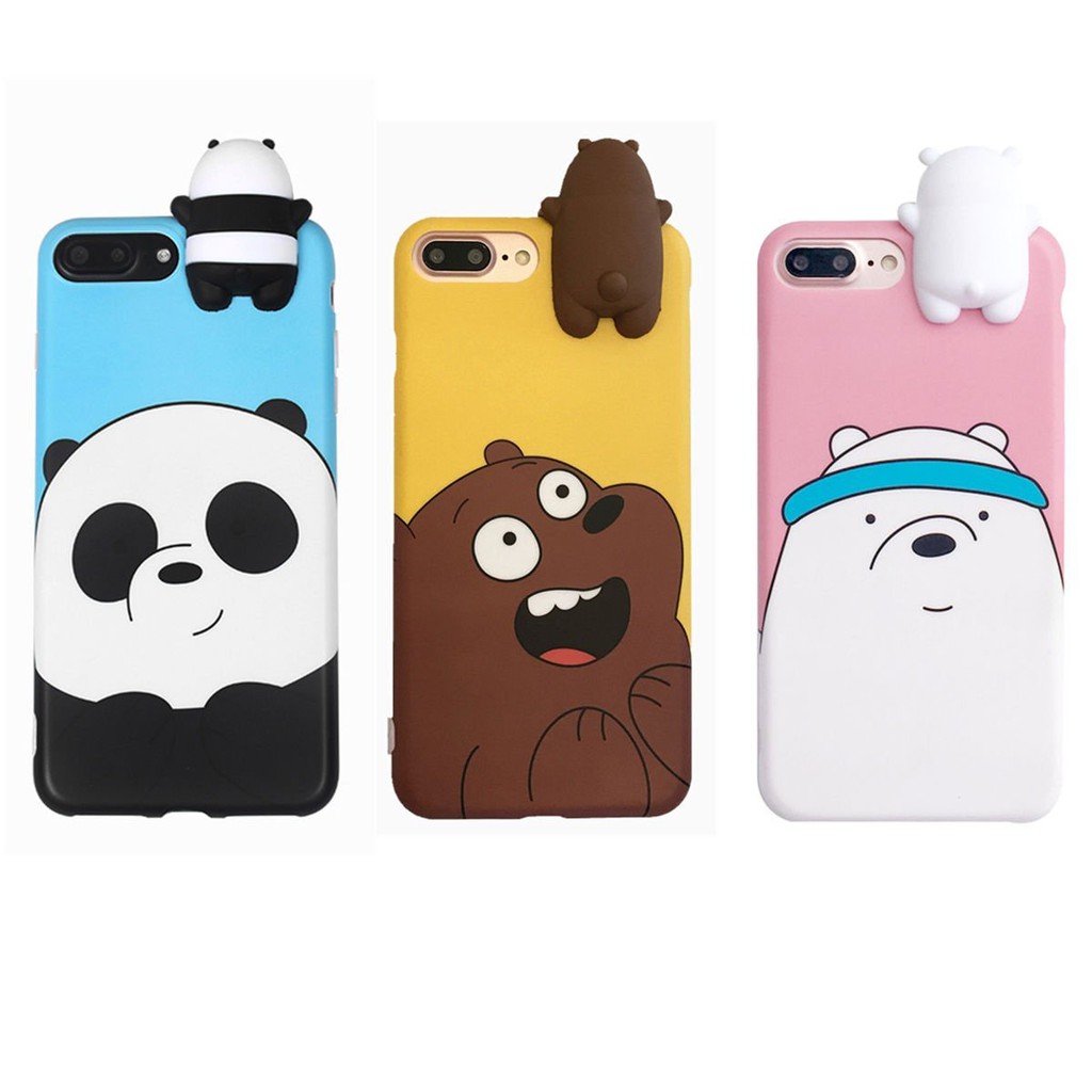 WE BARE BEARS DOLL 3D PEEP CASE For IPHONE 5 6/6S 7 8 plus X( GRIZZ, ICE BEAR , PANPAN )