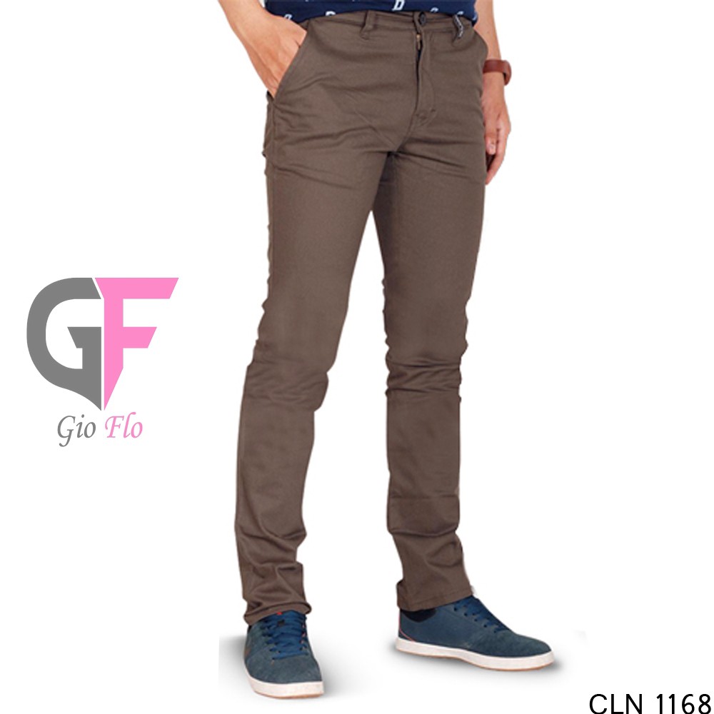 GIOFLO Celana Chinos Panjang Pria Casual Terbaru Coklat  / CLN 1168