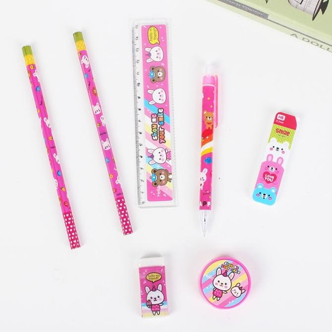 

7 In 1 Set Stationery Tas Alat Tulis Sekolah Untuk Hadiah Ulang Tahun