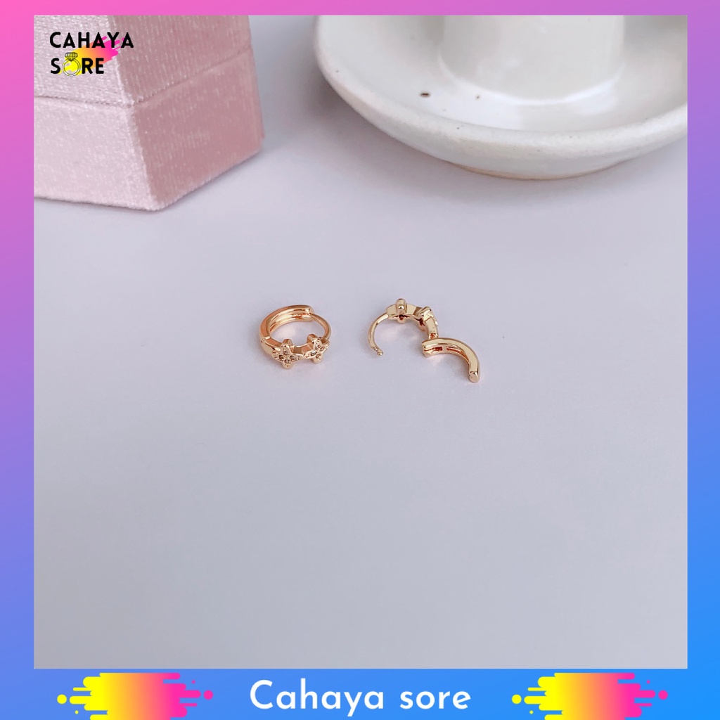 Anting Xuping Gold Anting Anak Model Clip Permata Love AA03