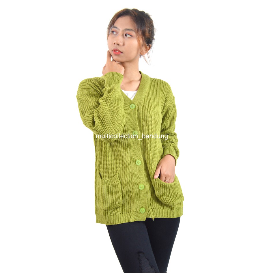 MERISSA CARDY PREMIUM KNIT / Cardigan Rajut XL / Merissa Outer Knit / Cardigan Sweater Wanita-avocado