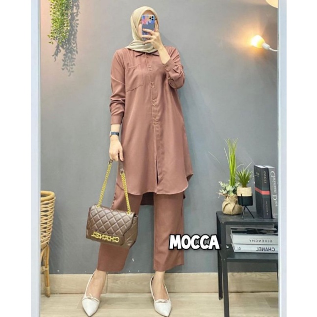 Marissa One Set Tunik KEKINIAN //Set Cel Tunik // Set Celana Polo Linen