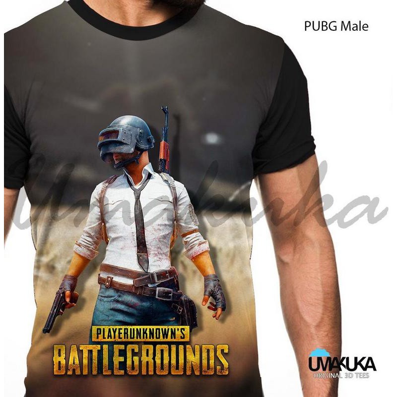 T-Shirt PUBG  Male Full Print Baju Kaos 3D Umakuka Premium Terbaik