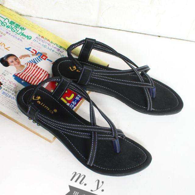 Mym2m Agista Sandal Wanita Sandal Tali Wanita Sandal Flat-Hitam