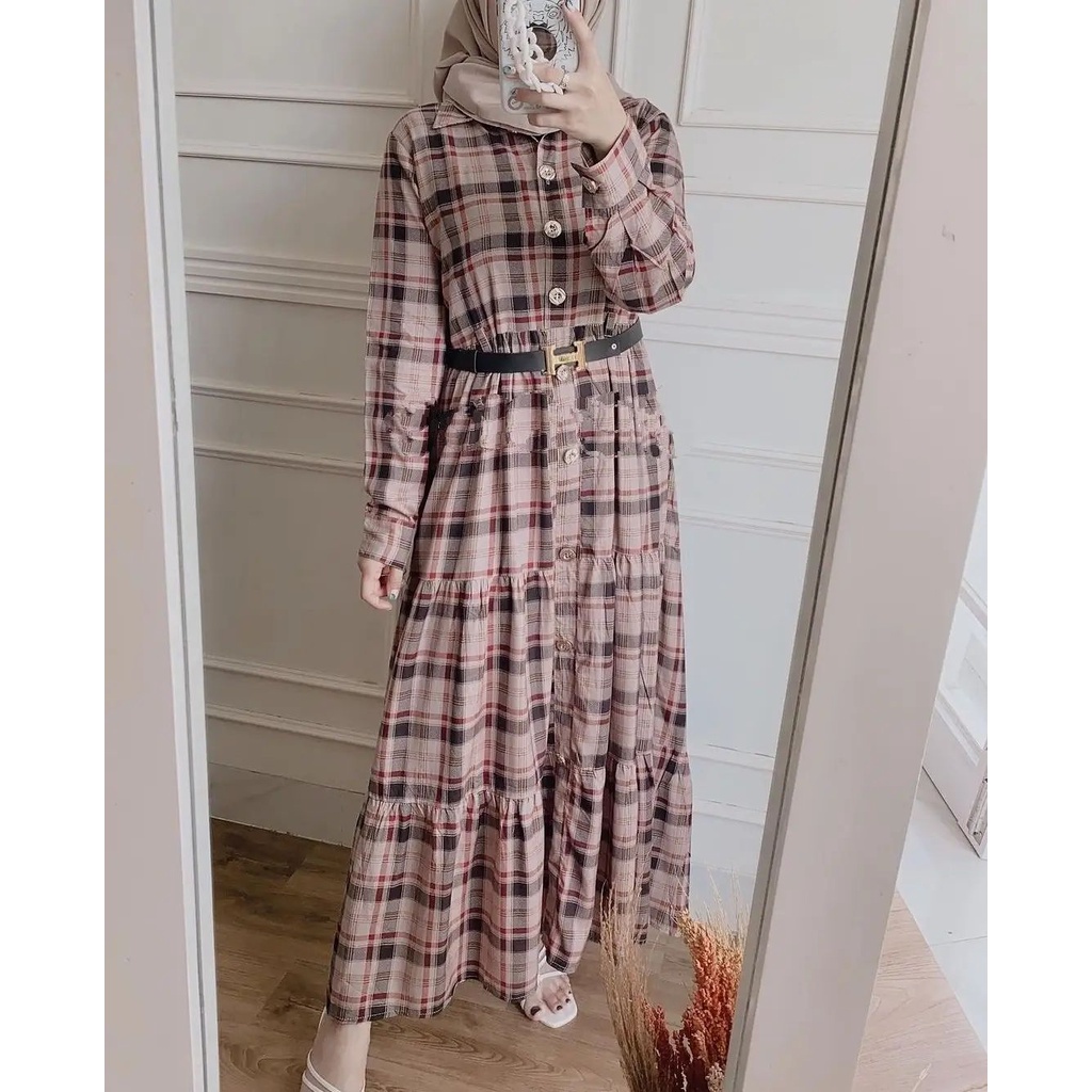 ATHAR GAMIS RAYON FULL KANCING / GAMIS RAYON MOTIF KOTAK KOTAK / GAMIS KATUN BUSUI / GAMIS REMPEL FU