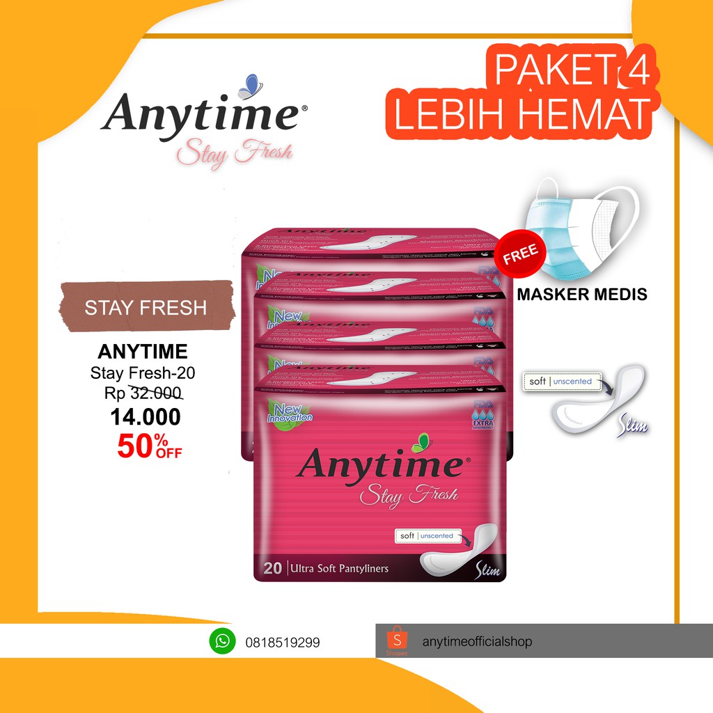 

Anytime Stay Fresh Isi 80 Pad / Avail To Compare Natesh Sirih Pantyliner - Paket 4 Bags