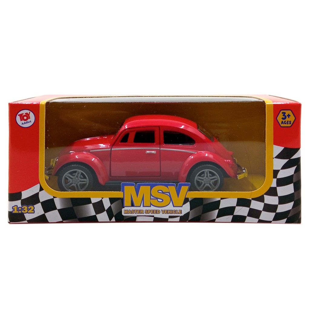 Toy Addict VW Beetle Classic Car Merah Diecast Mainan Mobil Klasik