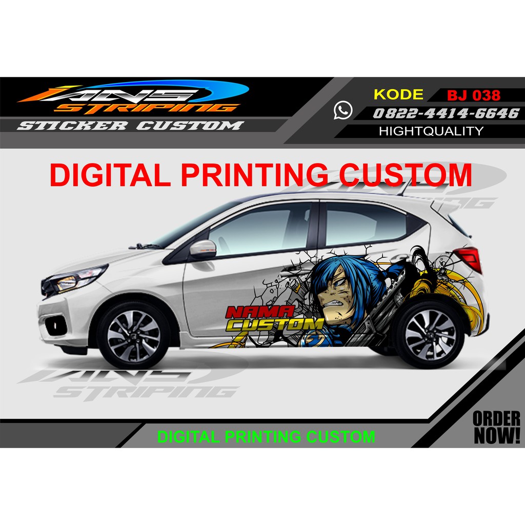 DECAL STIKER MOBIL BRIO/ VARIASI STRIPING MOBIL KARTUN