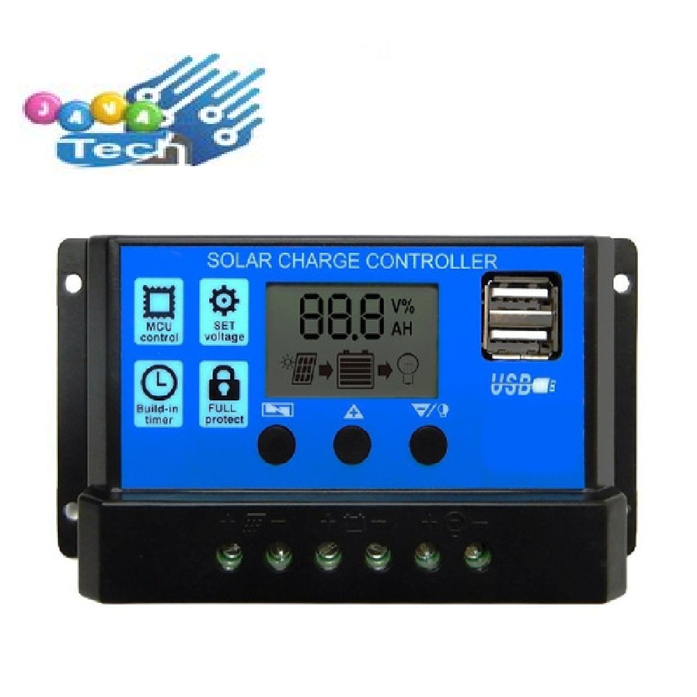 Solar Charge Controller PWM LCD Display Dual USB Output 12V/24V 20A
