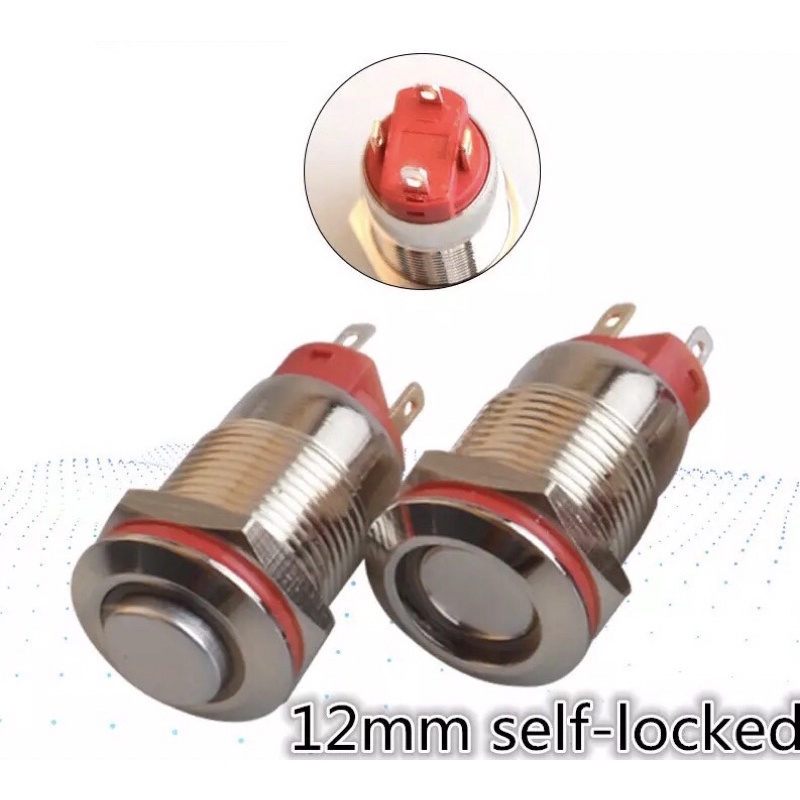 Saklar Latching 12V 24V 12mm Self Locking Push Button Switch Waterproof Stainless Steel