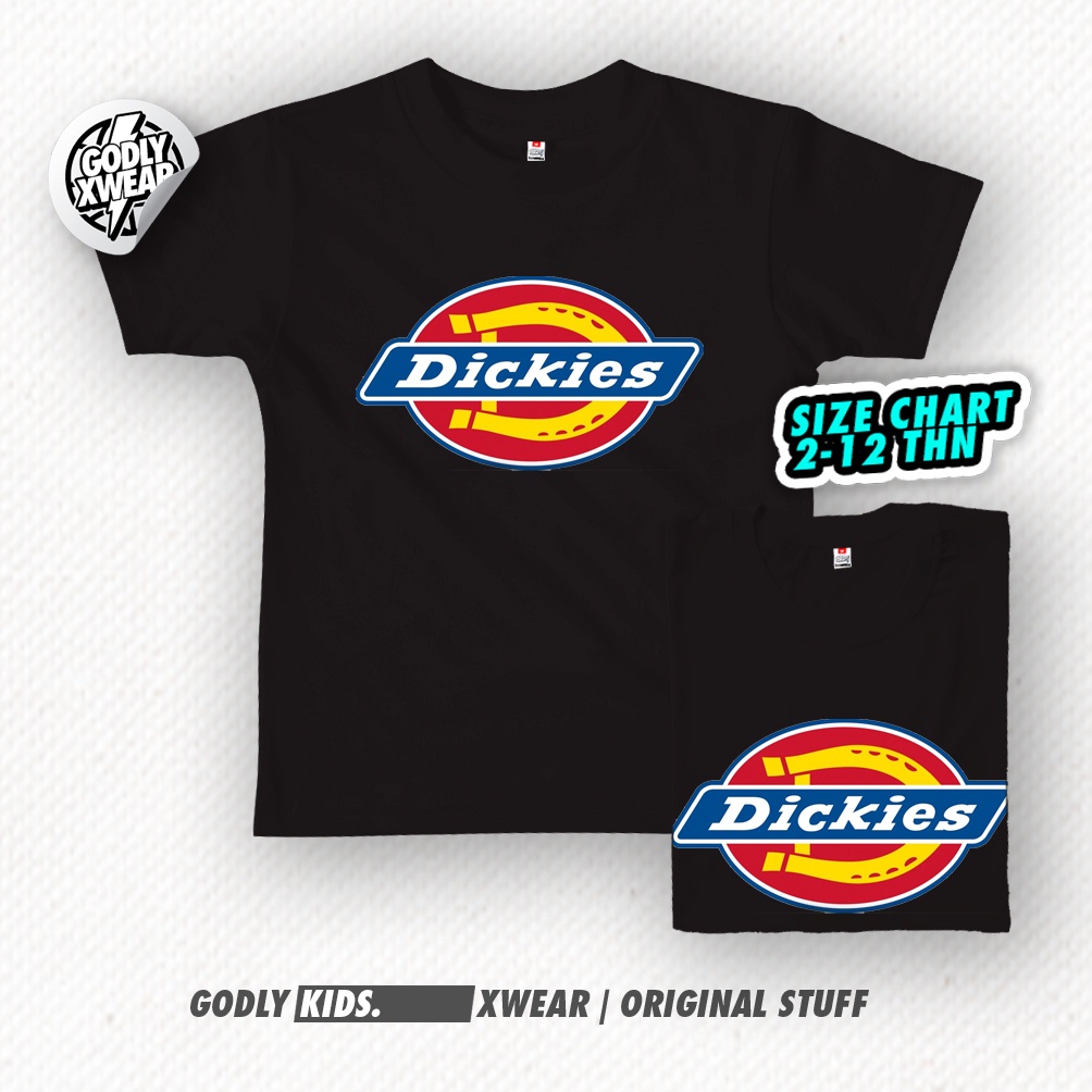 KAOS DISTRO ANAK DICKIES USIA1-12 TH / TERLARIS/ TERMURAH / MOTIF DEPAN GODLYKIDS