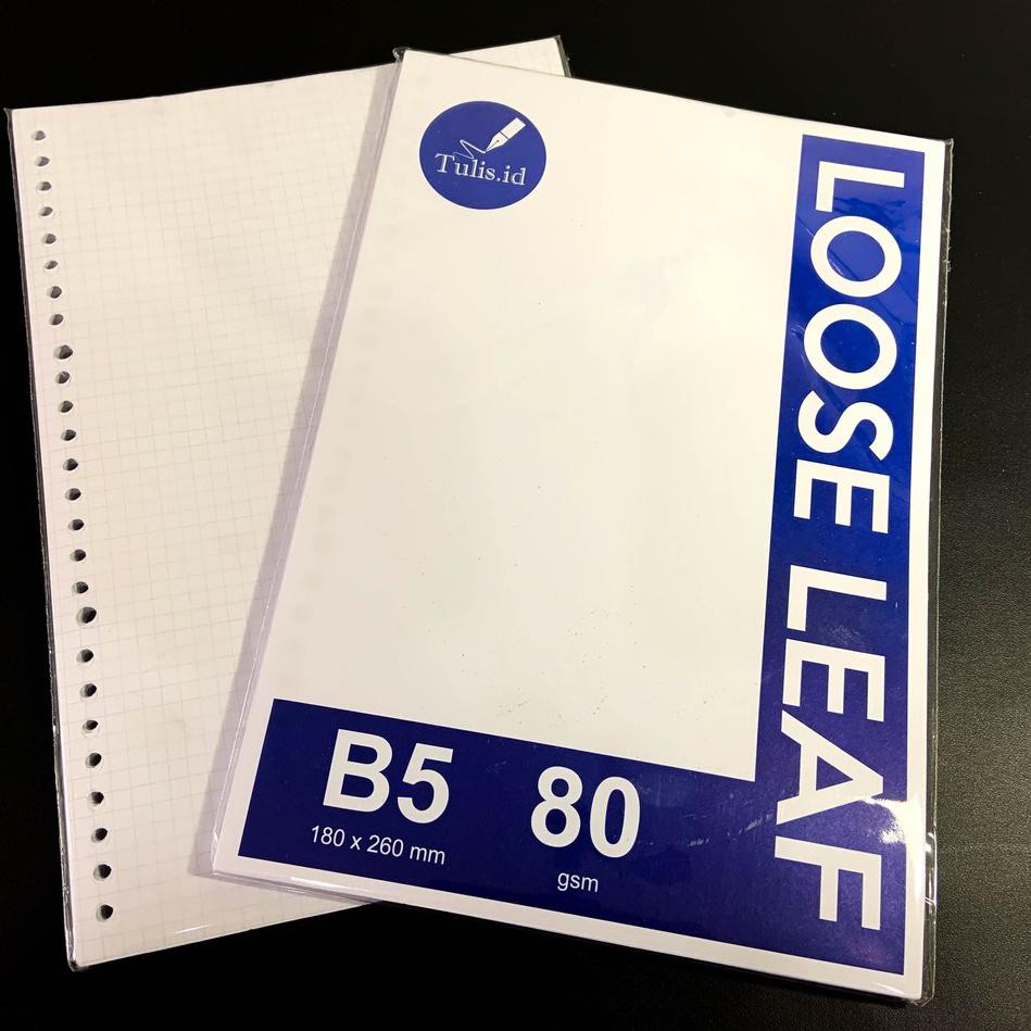 

READY ! [Tulis.Id] Basic White Paper Loose Leaf B5 80 GSM Binder Paper Blank Ruled Dotted Grid