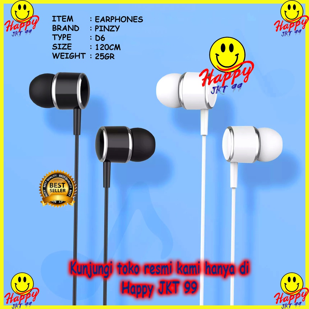 HEADSET EARPHONE HANDSFREE ORIGINAL PINZY D6