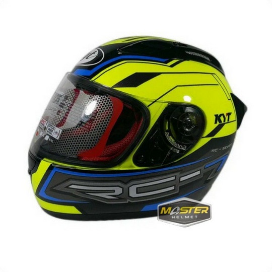HELM FULL FACE KYT RC7 RC-7 RC SEVEN MOTIF #14 BLACK YELLOW FLO