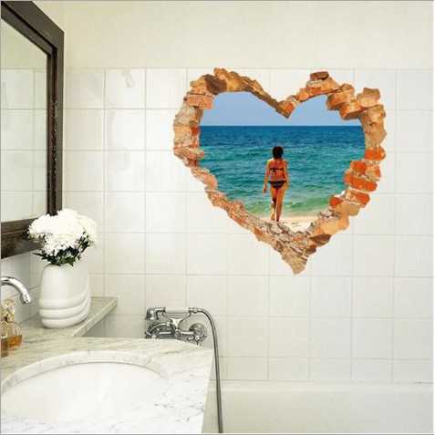 wallstiker 3d / stiker dinding 3d / stiker love / stiker pantai - AP