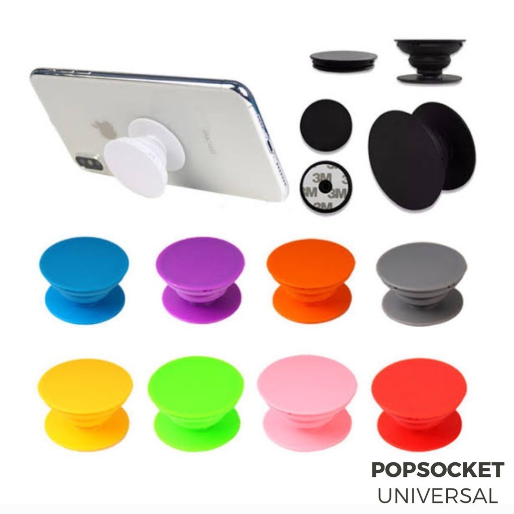 Pop Socket HandPhone Stand Holder HP POLOS Standing Pegangan Hook Headset Penyangga smartphone