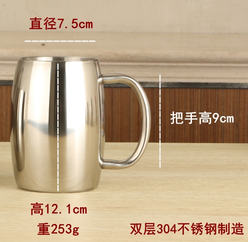 Cangkir Kopi / Teh / Susu Portable 500ml Bahan Stainless Steel Untuk Camping / Travel
