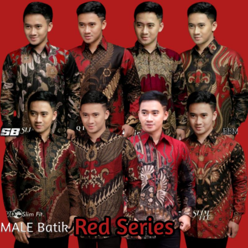 Baju Batik Pria Baju Batik Pria Lengan Panjang Modern Kemeja Batik Pria Lengan Panjang Kemeja Batik Pria Kemeja Batik Kemeja Pria Batik Pria Lengan Panjang Seragam Natal Warna Merah