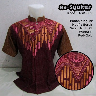 Baju Koko Lengan Pendek As-Syukur ASR-002 Red-Gold