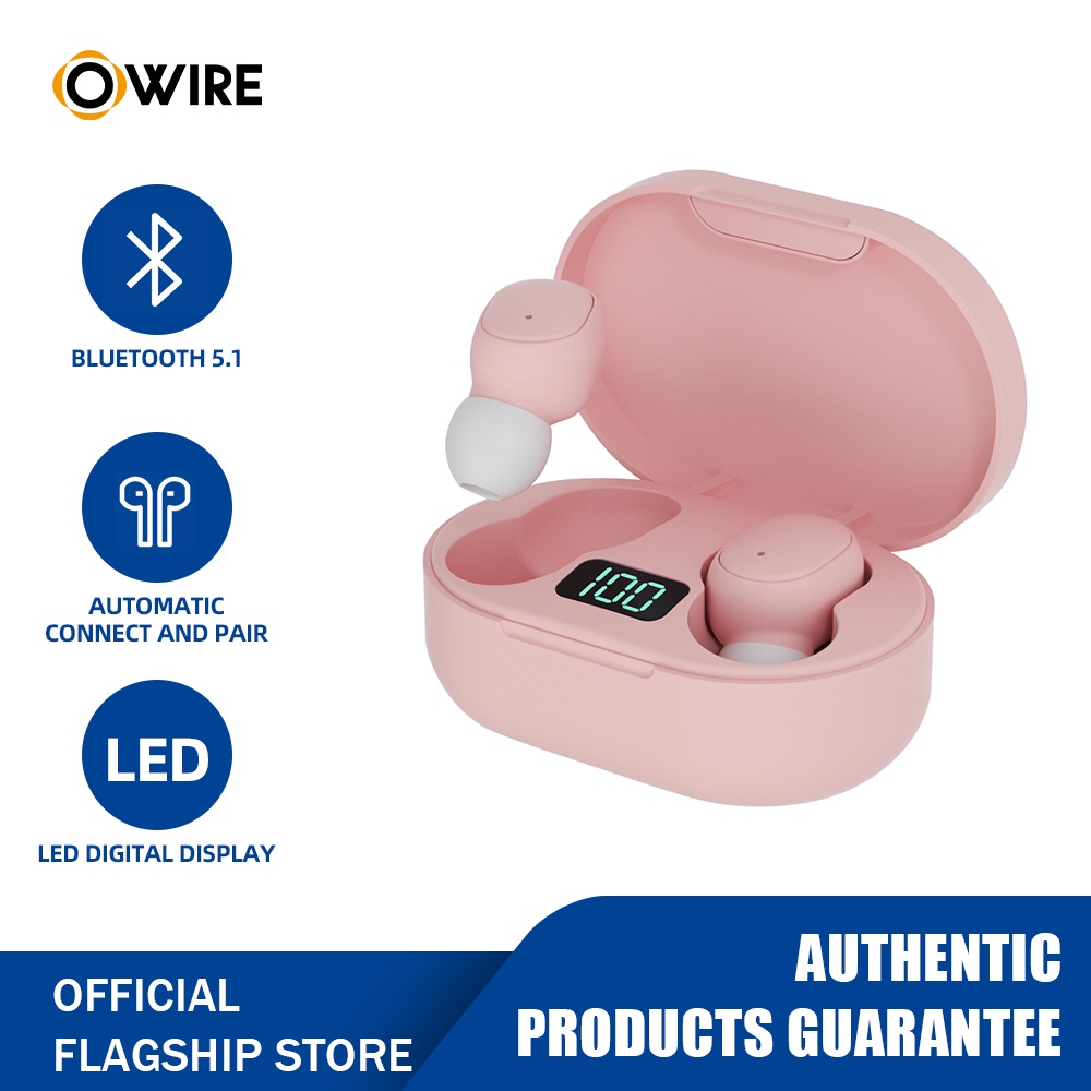 OWIRE TWS Earbuds E6S Wireless Bluetooth Headset Wireless Bluetooth V5.1 HIFI Earphones LED Display Charging Box IPX5 Waterproof