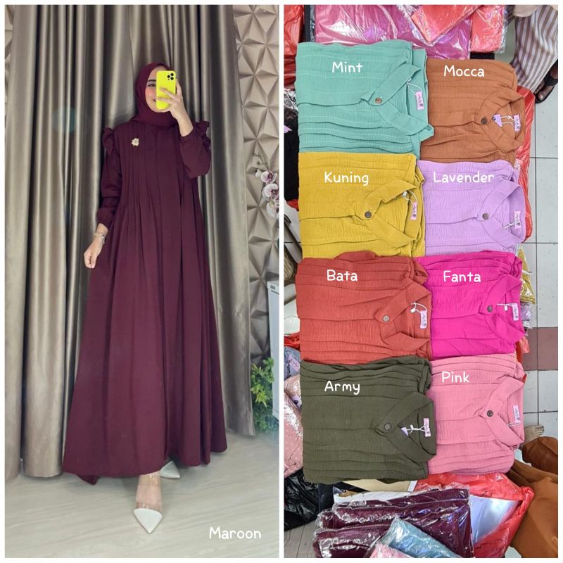 Rifaya Dress Original Aqila Fashion Gamis Busui Gamis  Airflow Crincle Premium Gamis Terbaru