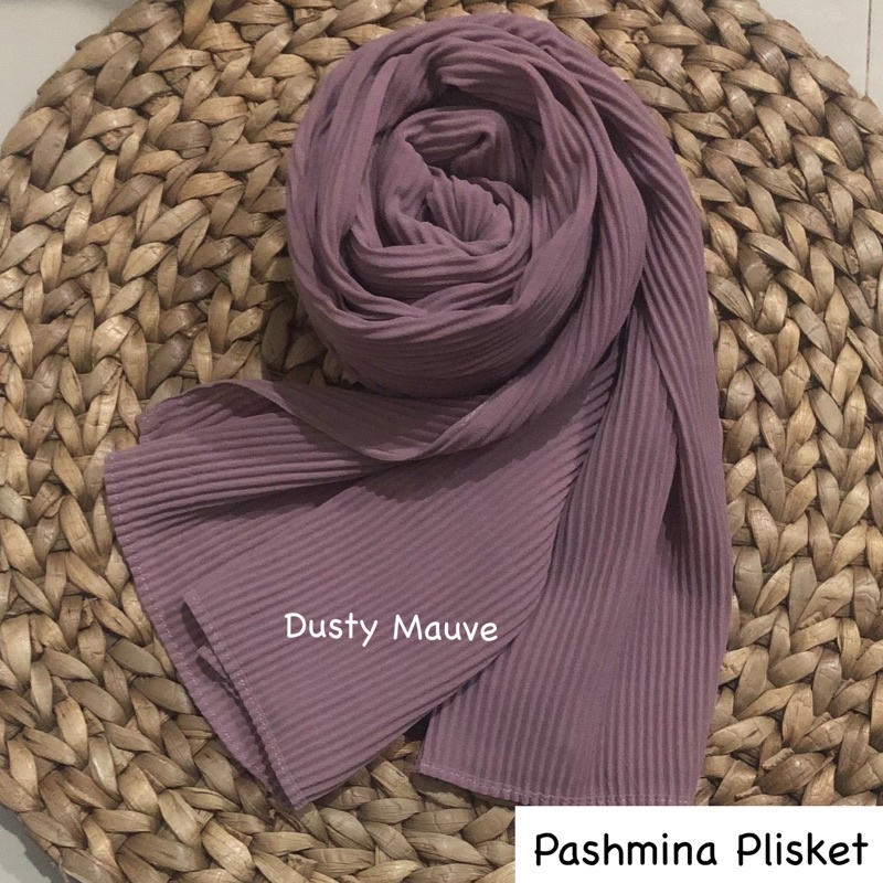 PASHMINA PLISKET CERUTY BABYDOLL FULL PLISKET TANPA GARIS TENGAH-Dusty Mauve
