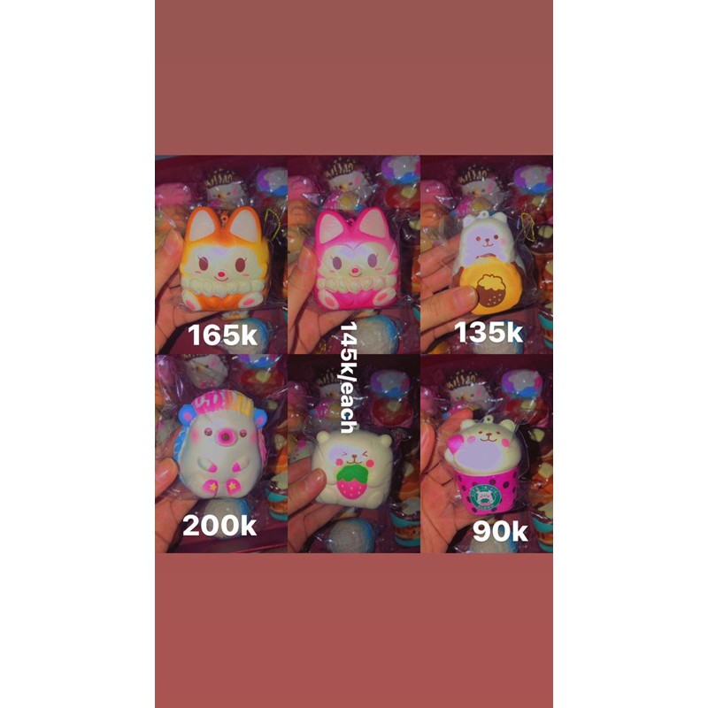 ibloom fox chigiri, marmo cookies, hedgehog landak, chigiri, marshmellow bear tapioca squishy rare