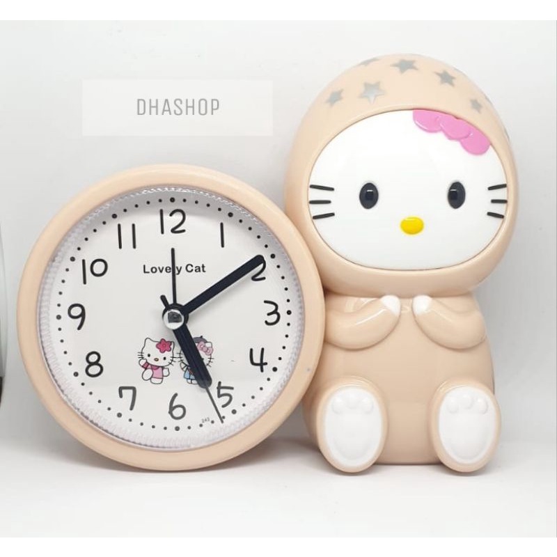 DHASHOP - Jam meja Weker Alarm Clock Karakter DORAEMON &amp; HELLO KITTY