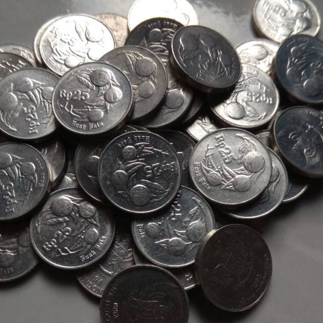 Uang Koin Kuno Lama 25 Rupiah Pala Tahun Campur #Bekas