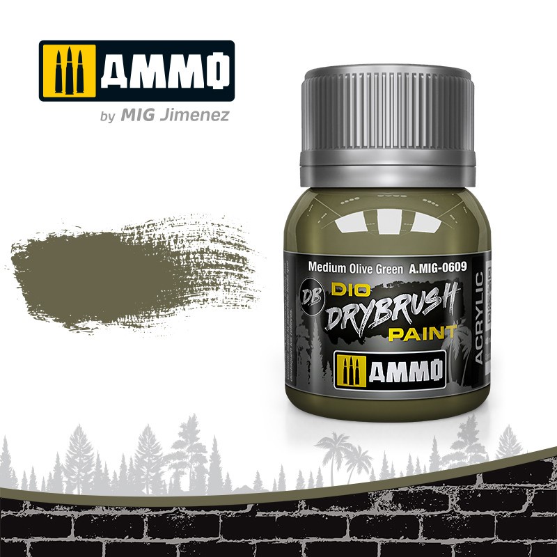 

AMIG0609 Drybrush : Medium Olive Green (40ml jar) Ammo Mig