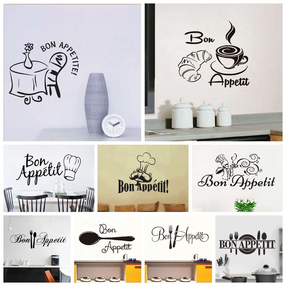 Populer 1PC Bon Appetit Removable Poster Perekat Diri Dekorasi Rumah Huruf Decals