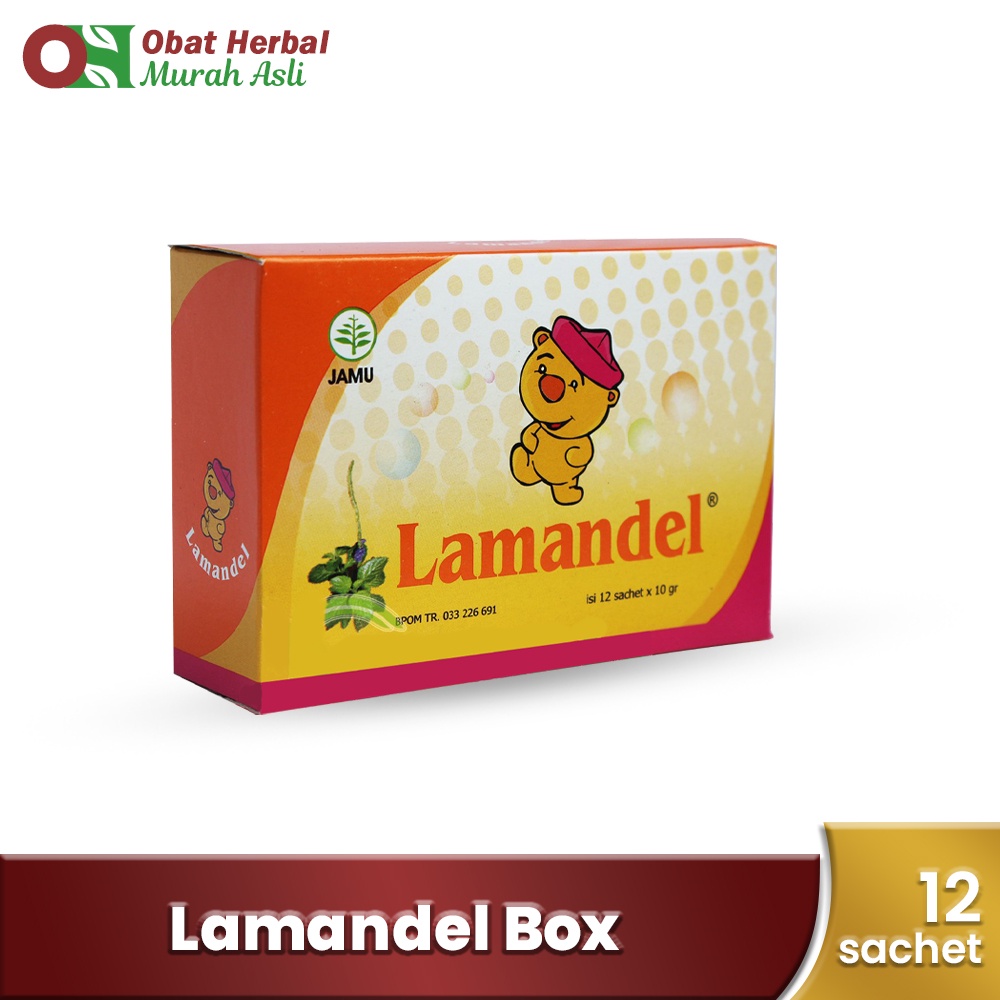 Obat Herbal Tenggorokan dan Amandel Lamandel BOX Kemasan Kotak | 12 Sachet | 10 gram