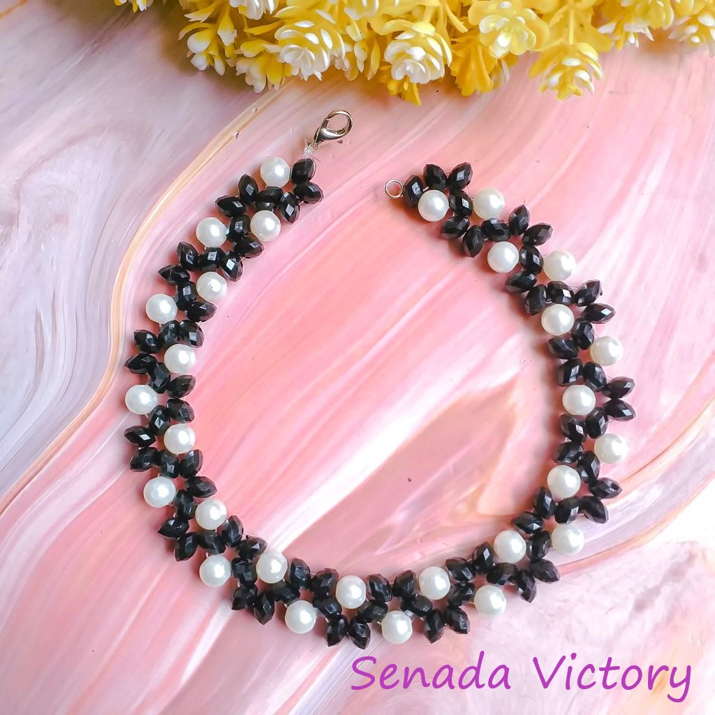 Senada Victory Kalung Choker Crystal Manohara Kalung Choker Kristal Pesta Mewah SK042