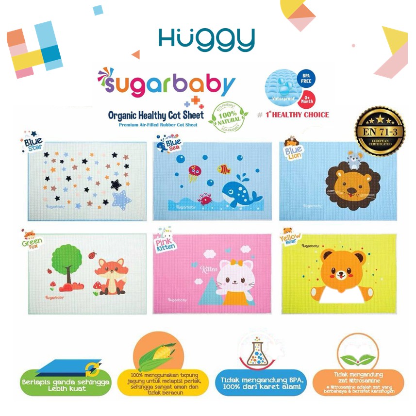 Sugarbaby Perlak Bayi Karet Organic Healthy Cot Sheet Sugar Baby