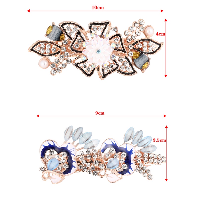 Jepit Rambut Bentuk Bunga Aksen Berlian Imitasi Bahan Alloy Untuk Wanita