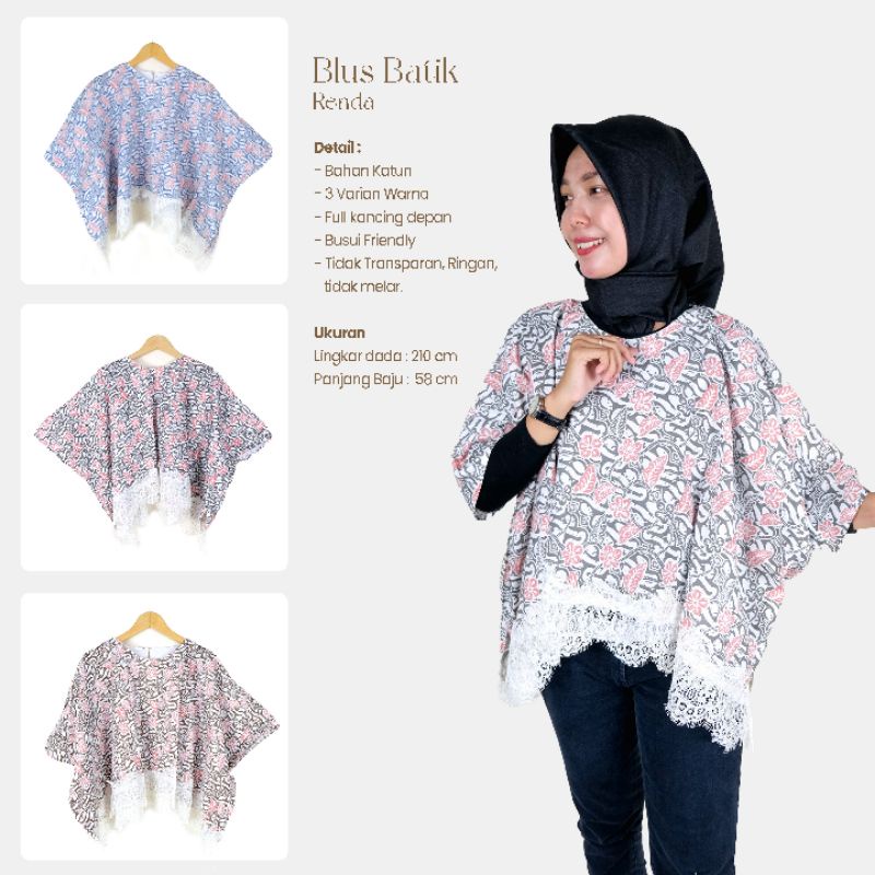 Blus Batik Kelelawar Renda- Naira Batik