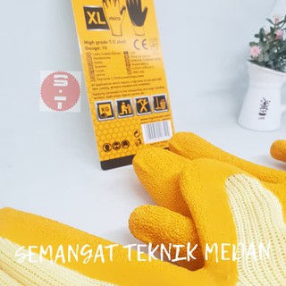 SARUNG TANGAN LATEX COATED GLOVES TEBAL KERJA KUNING 10 ...