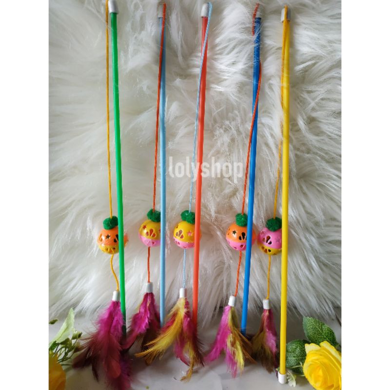 Mainan hewan pancing bola bulu mainan interaktif kucing murah cat toy grosir ecer