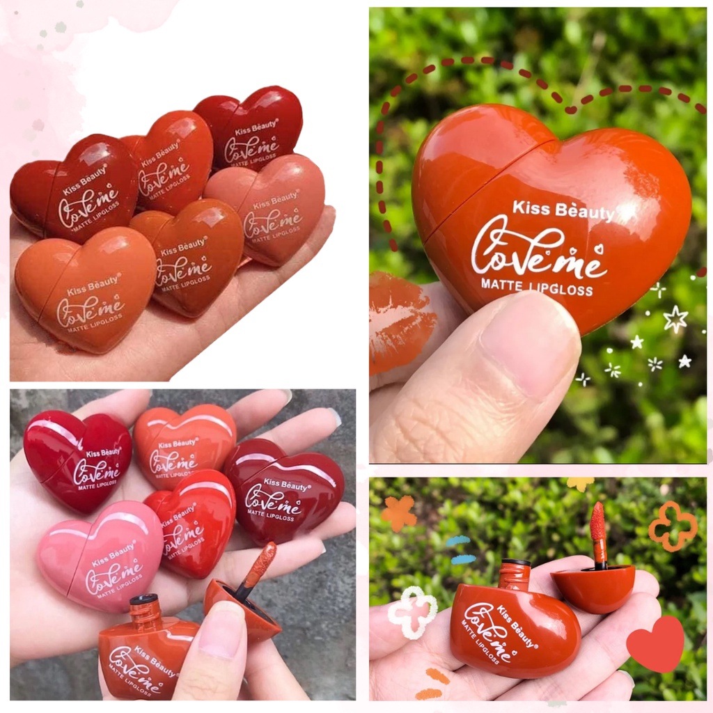 Lip Matte Kiss Beauty Love Me Lip Gloss Lipstik Lucu Unik Viral Lipstick Lip Tint Korea