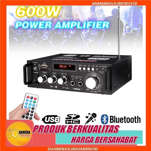 Power Ampli Amplifier Bluetooth Karaoke Home Theater FM Radio 600W