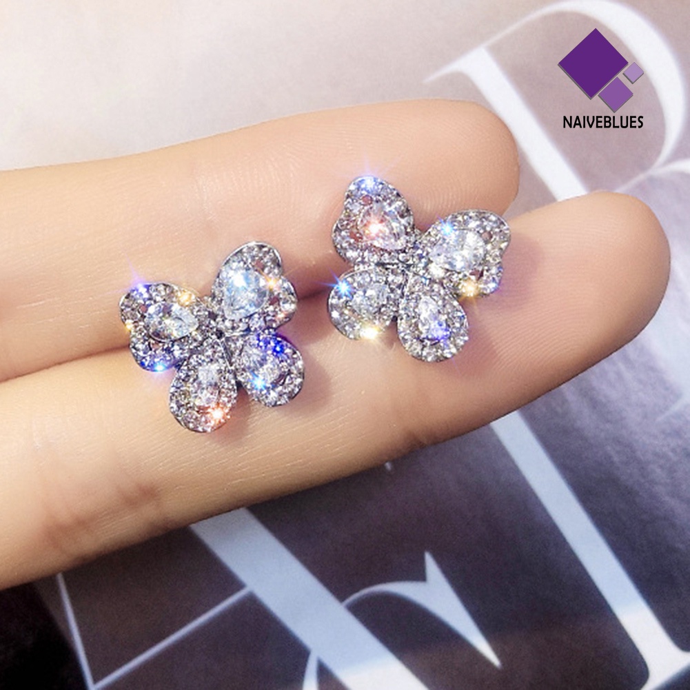 Anting Stud Bentuk Berlian Imitasi Gaya Elegan Untuk Wanita